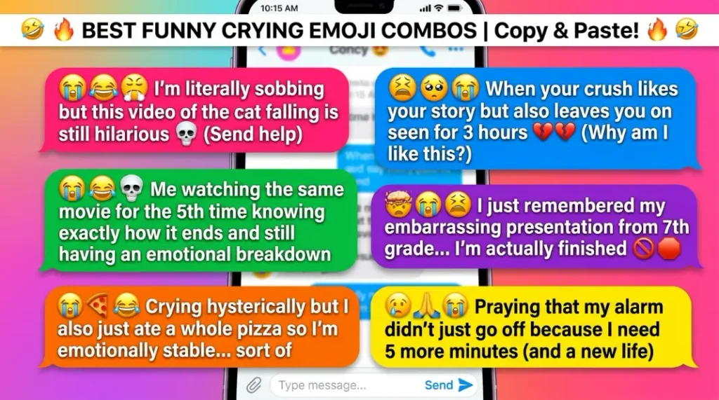 Best funny crying emoji combos copy & paste