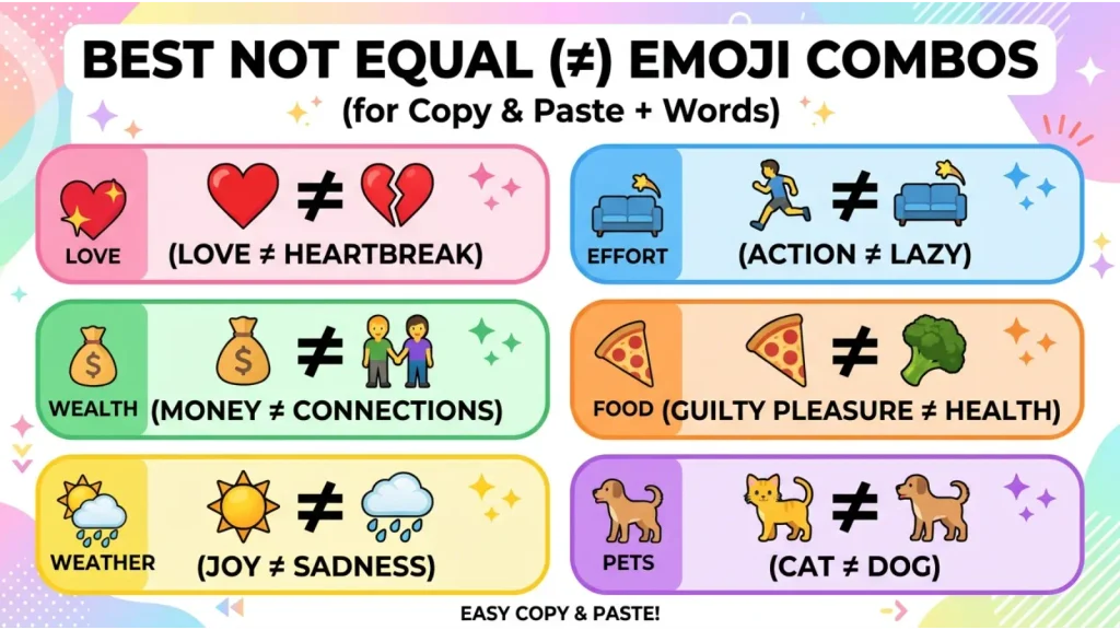Best Not Equal Emoji combosย copy & paste