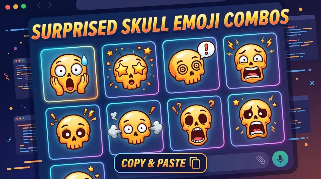 Best Surprised Skull Emoji combos copy & paste