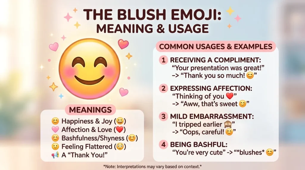 Blush Emoji Meaning & Example