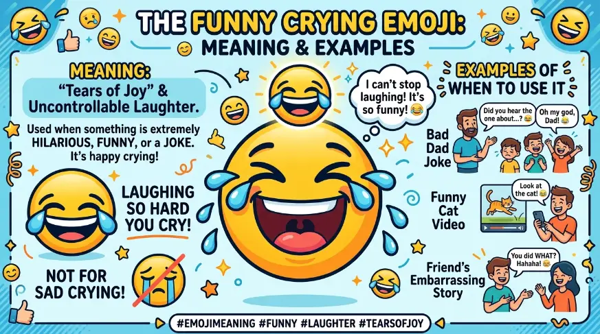 Funny Crying Emoji Meaning & Example