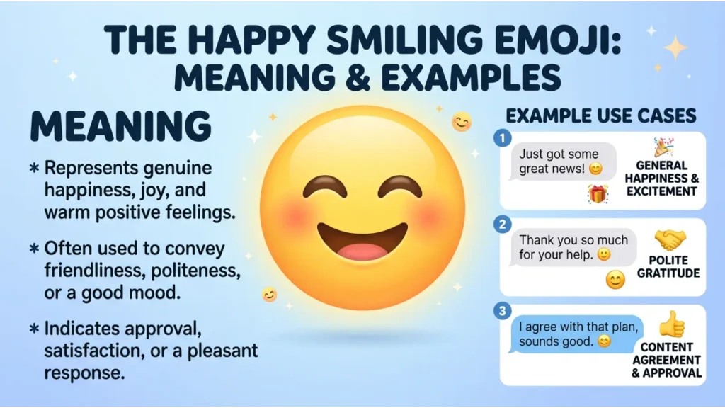 Happy Smiling Emoji Meaning & Example