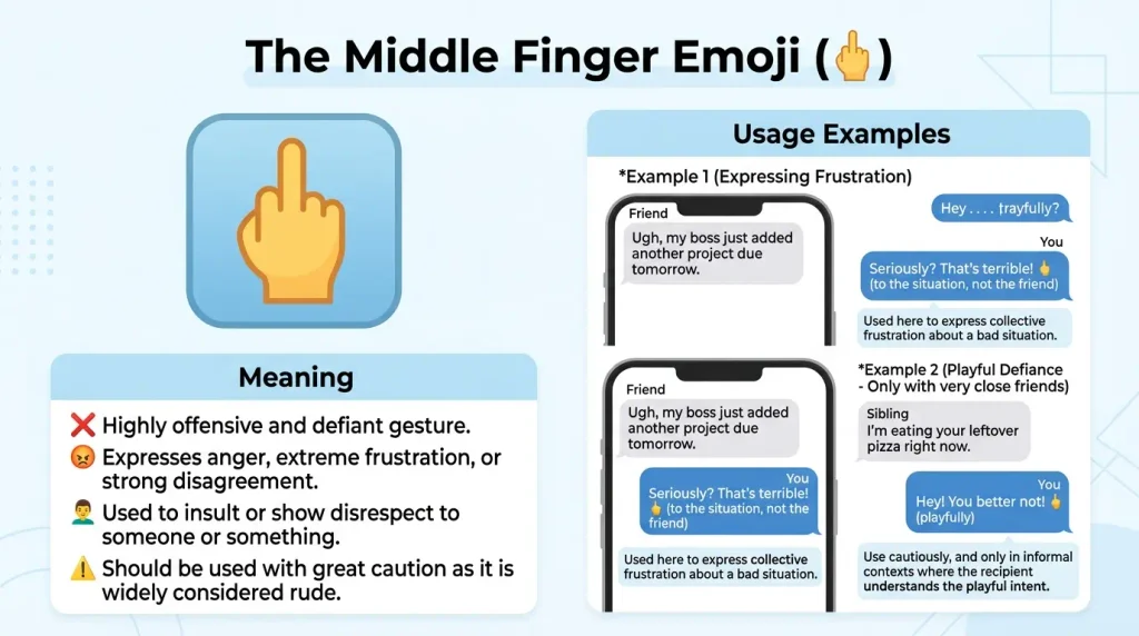 Middle Finger Emoji Meaning & Example