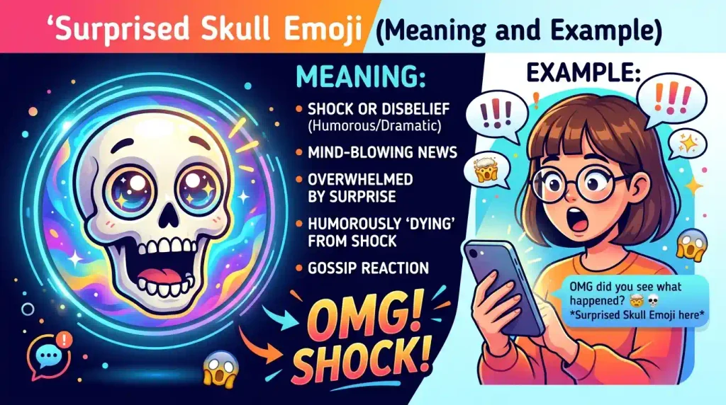Surprised Skull Emoji Meaning and Example