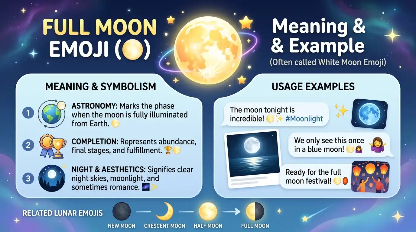 White Moon Emoji Meaning and Example