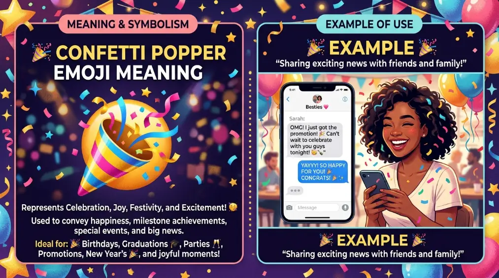 Confetti Popper Emoji Meaning & Example