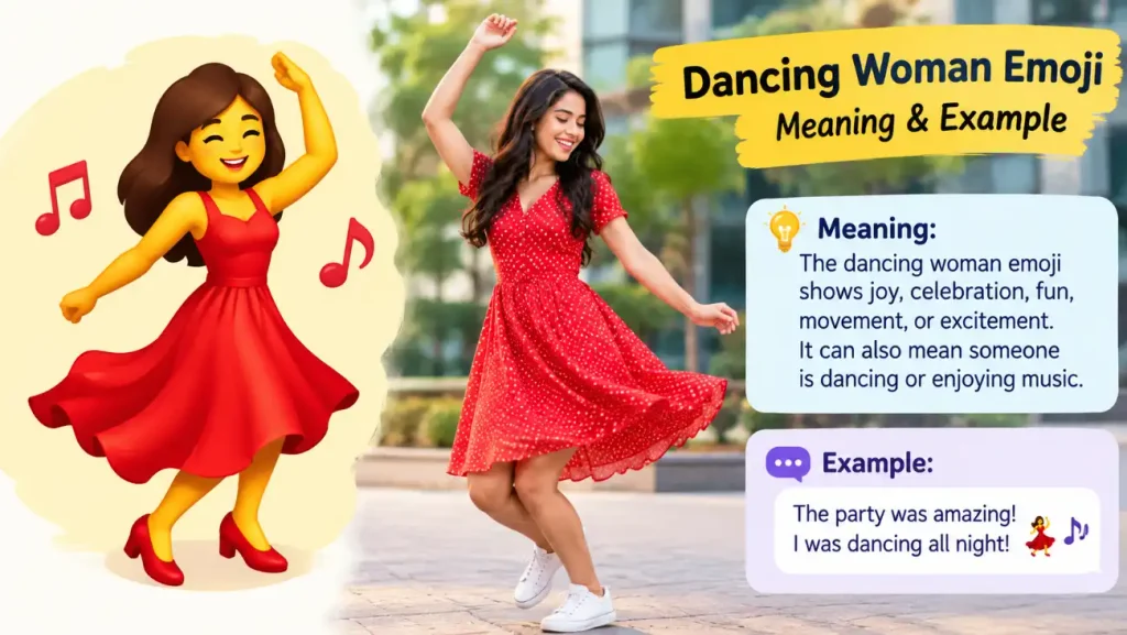 Dancing Woman Emoji Meaning & Example