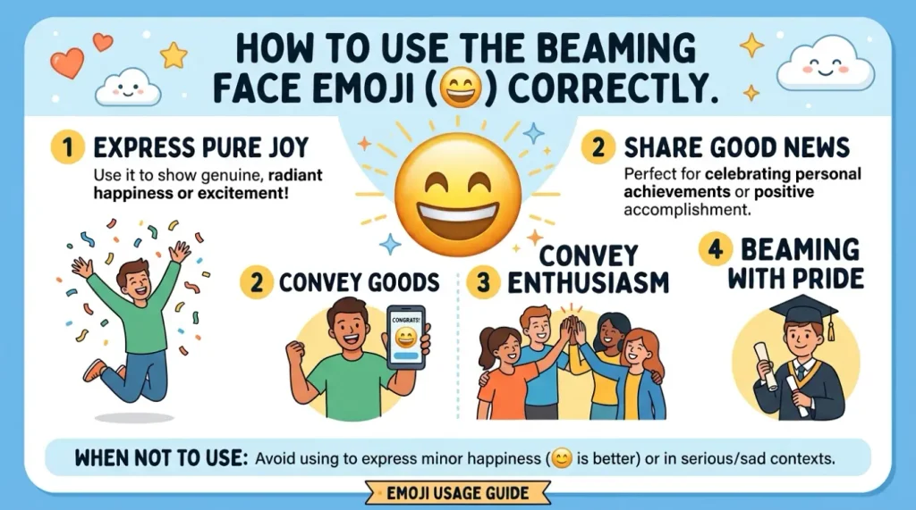 How to use beaming emoji the right way