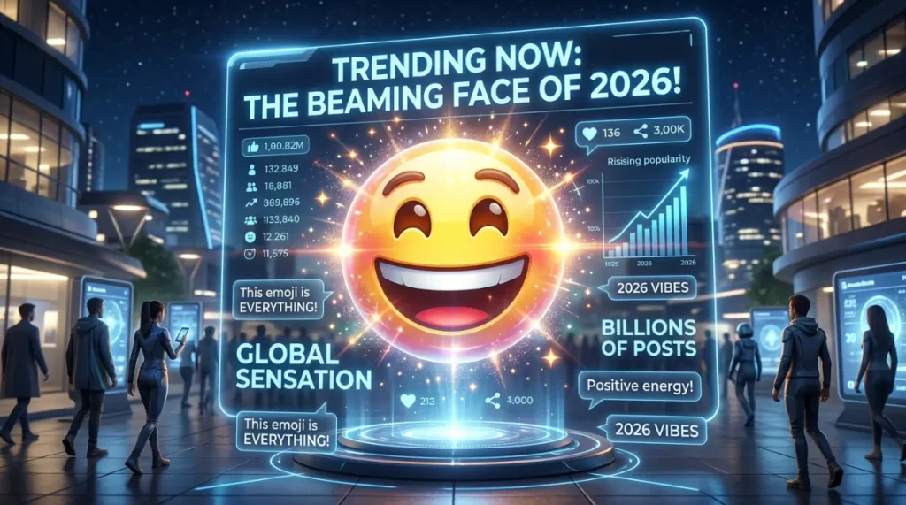Trending beaming emoji in 2026